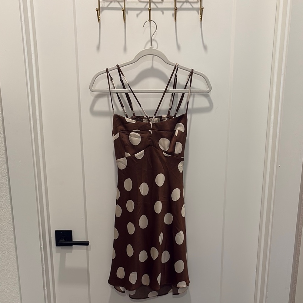 Altar'd State Brown Slip Mini Dress with Spaghetti Straps
